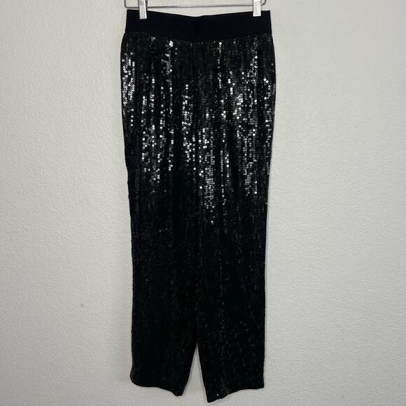 Alice + Olivia Sequence Straight Leg Pull On Pant Black Cocktail Small Vegas i17 - Picture 6 of 9